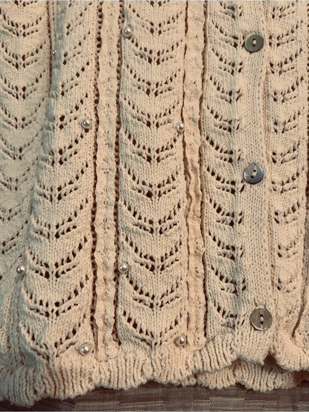 Zara Open-Knit Button Front Short Sleeve Cardigan. Size Large - Picture 5 of 12